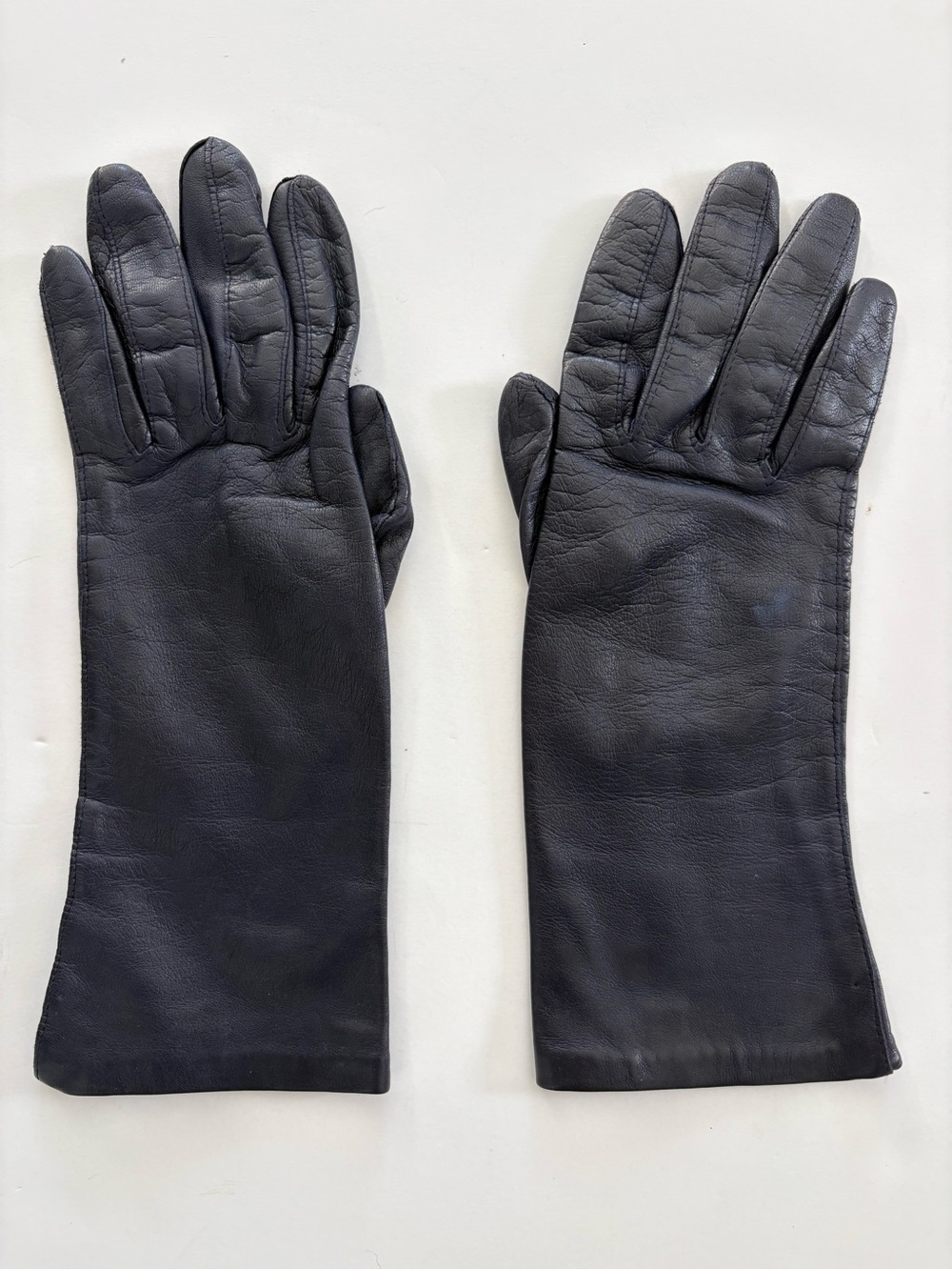 Vintage Italian Navy Leather Opera Gloves Size 7 Women’s Luxury Opera